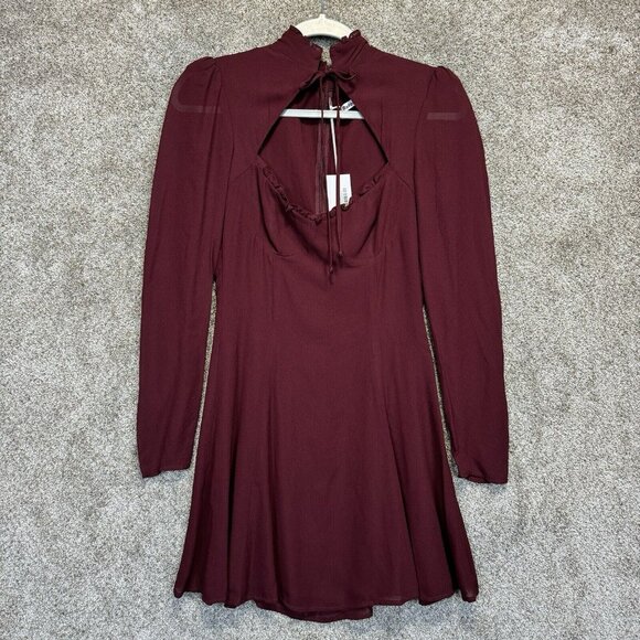 Reformation Dresses & Skirts - Reformation Dress Women 4 Plum Vivianne Mini Lined Sweetheart Neck Front Tie Zip